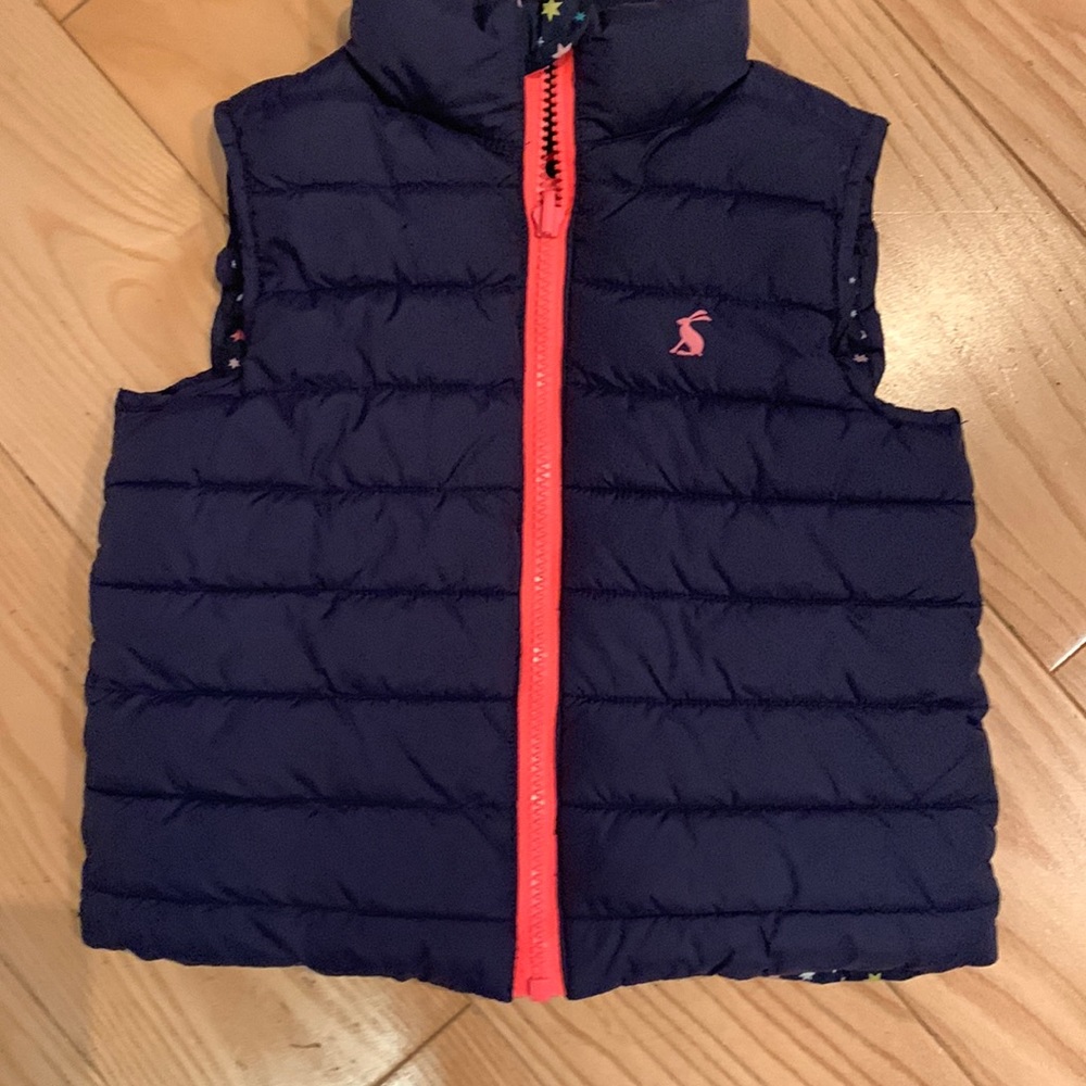 Joules padded reversible vest gilet girls age 2